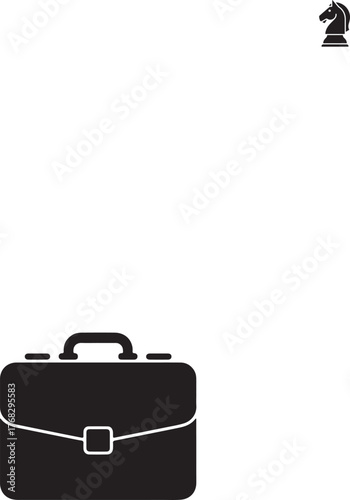 black suitcase and briefcase on white background