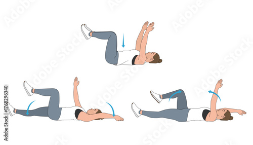 Dead Bug Core Exercise Step-by-Step Instruction Vector