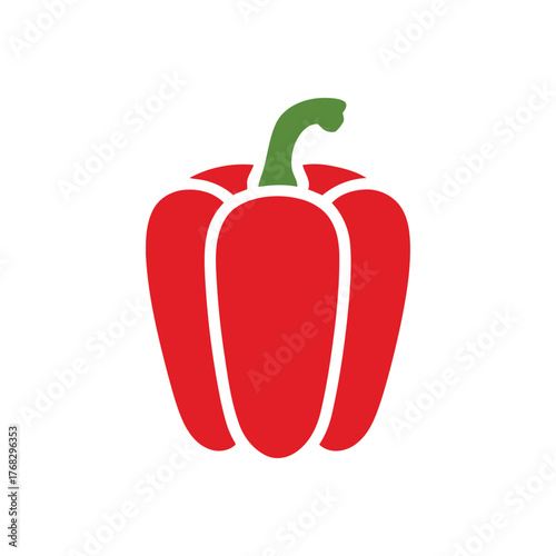 Illustration of a red bell pepper, a vibrant and healthy vegetable with green stem