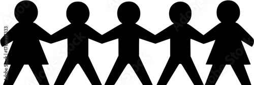 Paper doll chain silhouette icon. Clipart image isolated on white background
