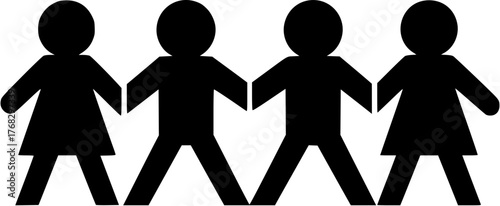 Paper doll chain silhouette icon. Clipart image isolated on white background
