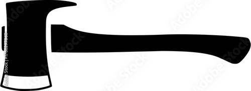 Black silhouette of firefighter axe on white background. Clipart image isolated on background.

