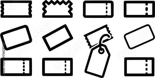 Golden coupon outline icon set. Clipart image isolated on white background
