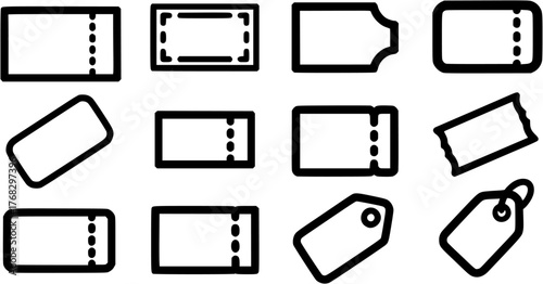 Golden coupon outline icon set. Clipart image isolated on white background
