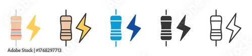 resistor icon set multi style various collection