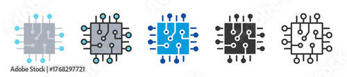 semiconductor icon set multi style various collection