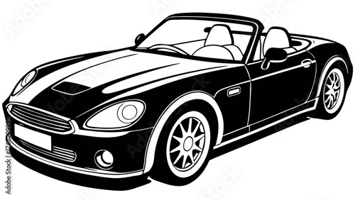 Convertible Sports Car Side View Silhouette - Modern Automotive Vector Icon