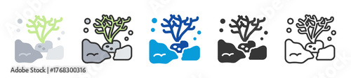 coral reef icon set multi style various collection