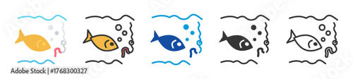 fisheries icon set multi style various collection