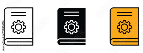 User guide book icon set. engineering and technology advancement symbol. vector illustration.