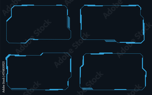Futuristic hi tech frame cyberpunk style design element. Technology HUD sci fi icon set. modern tech look symbol. vector illustration.