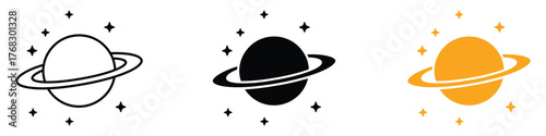 Saturn icon set. planetary, cosmos symbol. vector illustration.