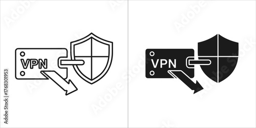 Vpn security shield with key icon
