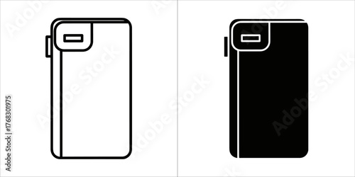 Outline and solid black icon of a smartphone