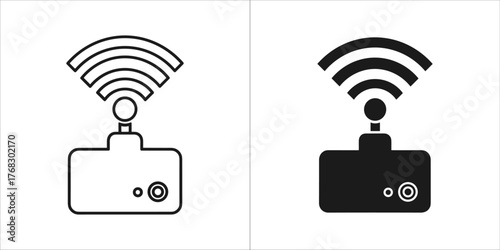 Wifi router icon in outline and solid black