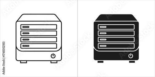 Network attached storage device in outline and filled style