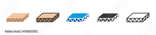 corrugated board icon set multi style various collection
