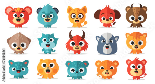 Collection of Adorable Cartoon Animal Characters for Creative Projects