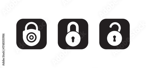 Lock and unlock icon set, security and privacy icon collection, Locked and unlocked padlock icon, Vector illustration EPS 10.