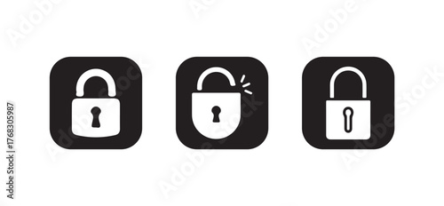 Locked and unlocked icon, lock icon collection set locked icon symbol unlocked sign , security icon, Vector illustration EPS 10.