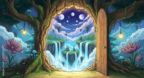 Enchanted Forest Gateway to a Magical Waterfall World.