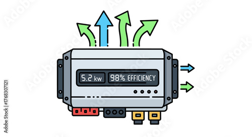 Sophisticated power inverter showcasing outstanding efficiency and optimal energy conversion  with