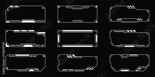 Sci-fi futuristic HUD dashboard display virtual reality technology screen. User Interface set. Statistics, Data information infographic. Vector graphic
