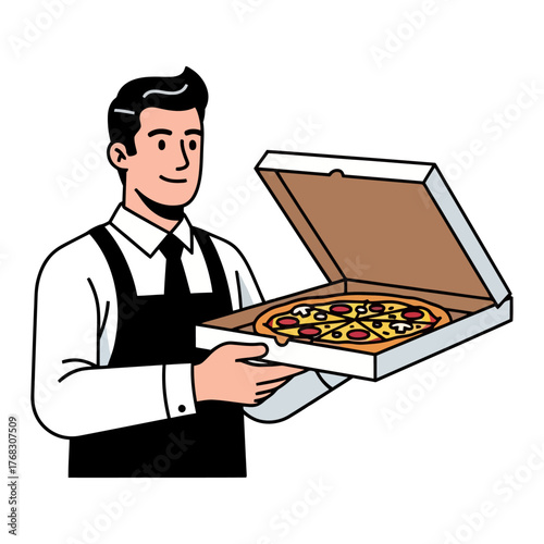Pizza Delivery Man Illustration