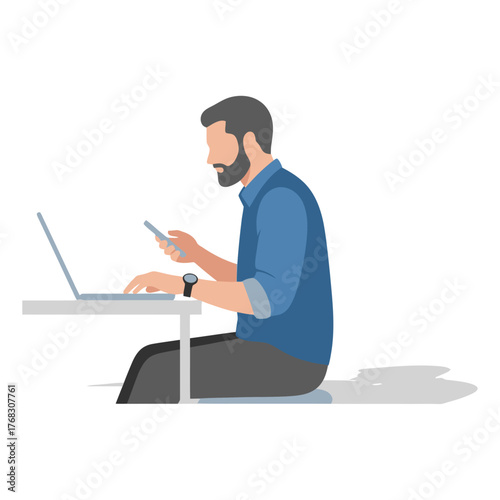 man working with laptop
