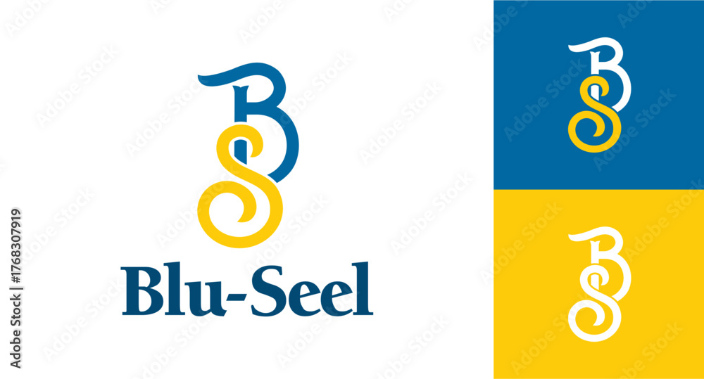 Fototapeta premium Blu-Seel Logo Design with Intertwined B and S Initials