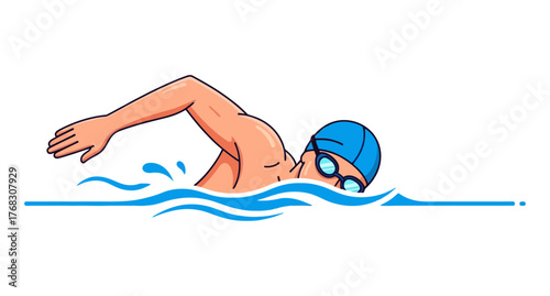 vector illustration of swimming
