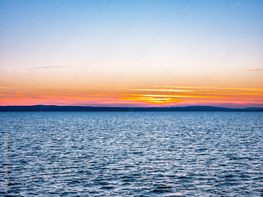 Obraz premium Abendstimmung über dem Bodensee, Bayern, Deutschland, Europa