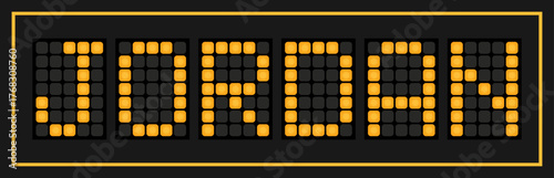 Orange color led banner in word jordan on black background