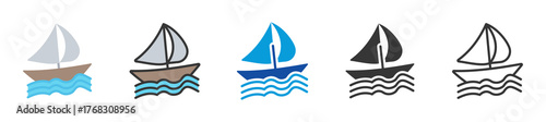 sailboat icon set multi style various collection