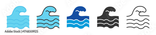 wave icon set multi style various collection