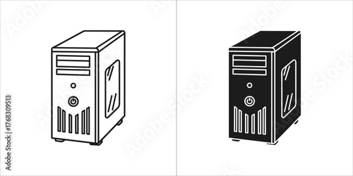 C battery icon set, outline and glyph style