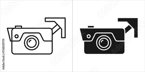 Security camera icon, surveillance system symbol, cctv technology