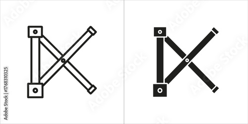 Outline and filled icon of a scissor jack mechanism
