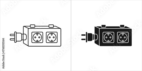 Two electrical power strip icons, one outline and one filled