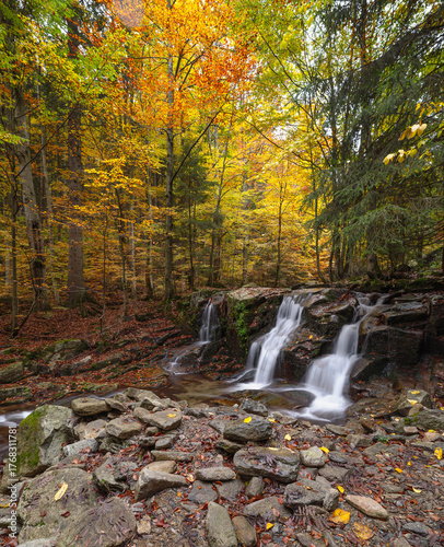 waterfall, autumn, water, nature, landscape, stream, river, forest, cascade, falls, fall, rock, stone, tree, rocks, creek, travel, moss, natural, park, flow, flowing, beautiful, wet, green
