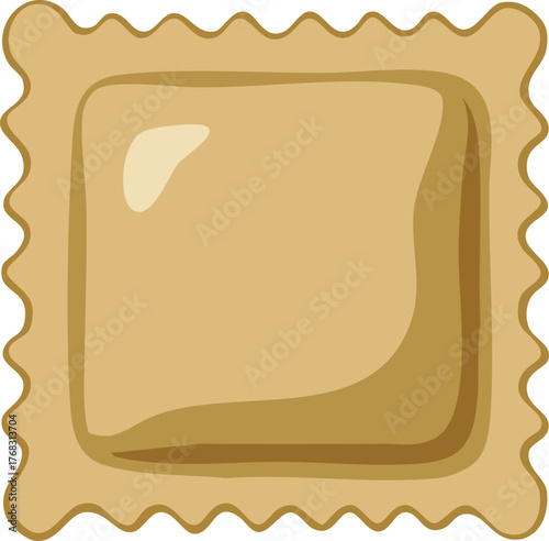 Square ravioli style dumpling with crimped edges