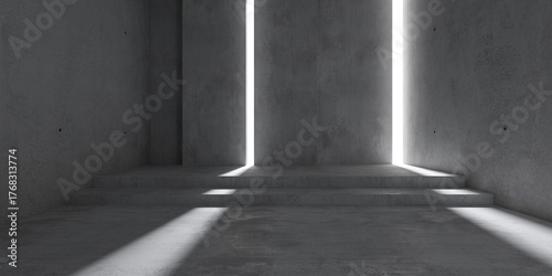 Cuadro en lienzo Abstract empty, modern concrete room with two light slits in the back and floor