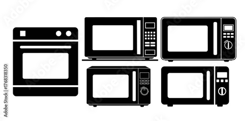 Set of oven silhouette of vector design illustration 