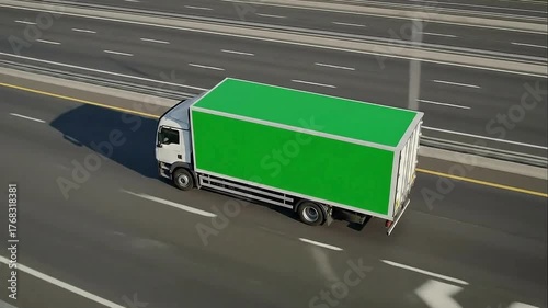 “White Delivery Truck with Green Screen Display | Cinematic Commercial Video Background 4K”