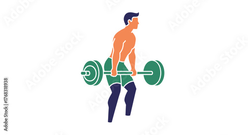 A man performs a deadlift exercise with a barbell, focusing on strength training.