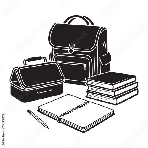 Student backpack vector set