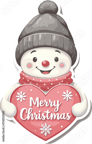 Christmas Card with Snowman Vector Illustration
