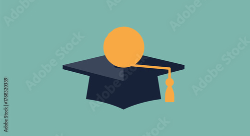 Graduation cap and diploma symbolize academic achievement and the pursuit of knowledge.