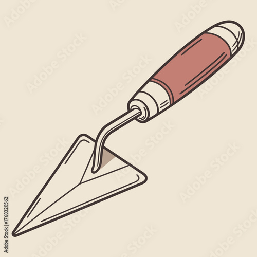 Illustration of a triangular trowel tool for masonry