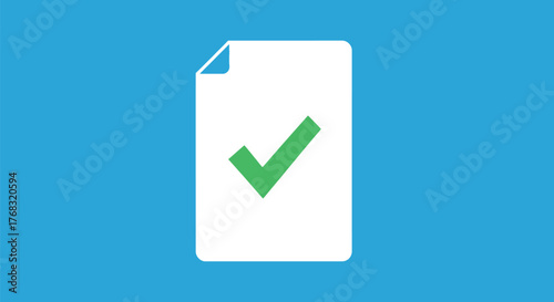 A clean, simple illustration of a document with a green checkmark indicating approval.